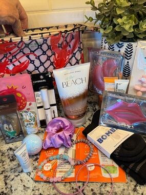 BUNDLE-Vintage Kate Spade Lobster Cosmetic Bag with a Bundle of Beauty Items
